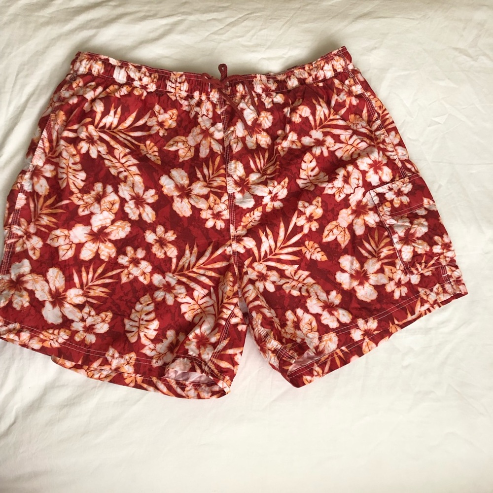 Hawaiian print swim trunks sz XL